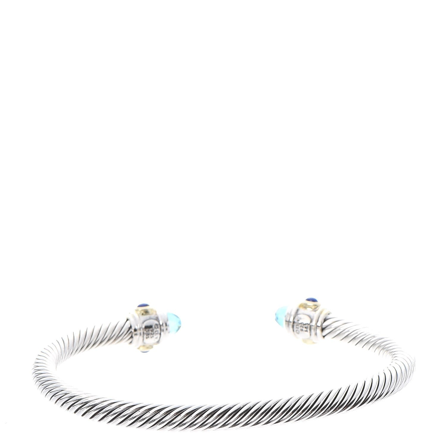 David Yurman Sterling Silver 14K Yellow Gold Blue Topaz Lapis Lazuli 5mm Cable Renaissance Bracelet 3 of 5