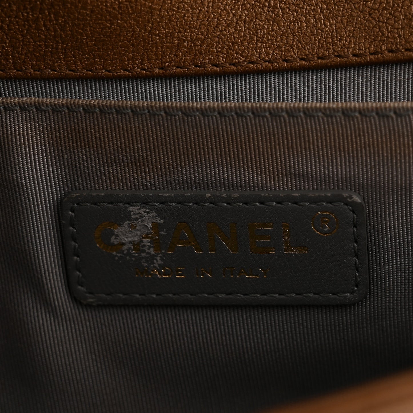 Metallic Lambskin Small Golden CC Boy Flap  Dark Gold