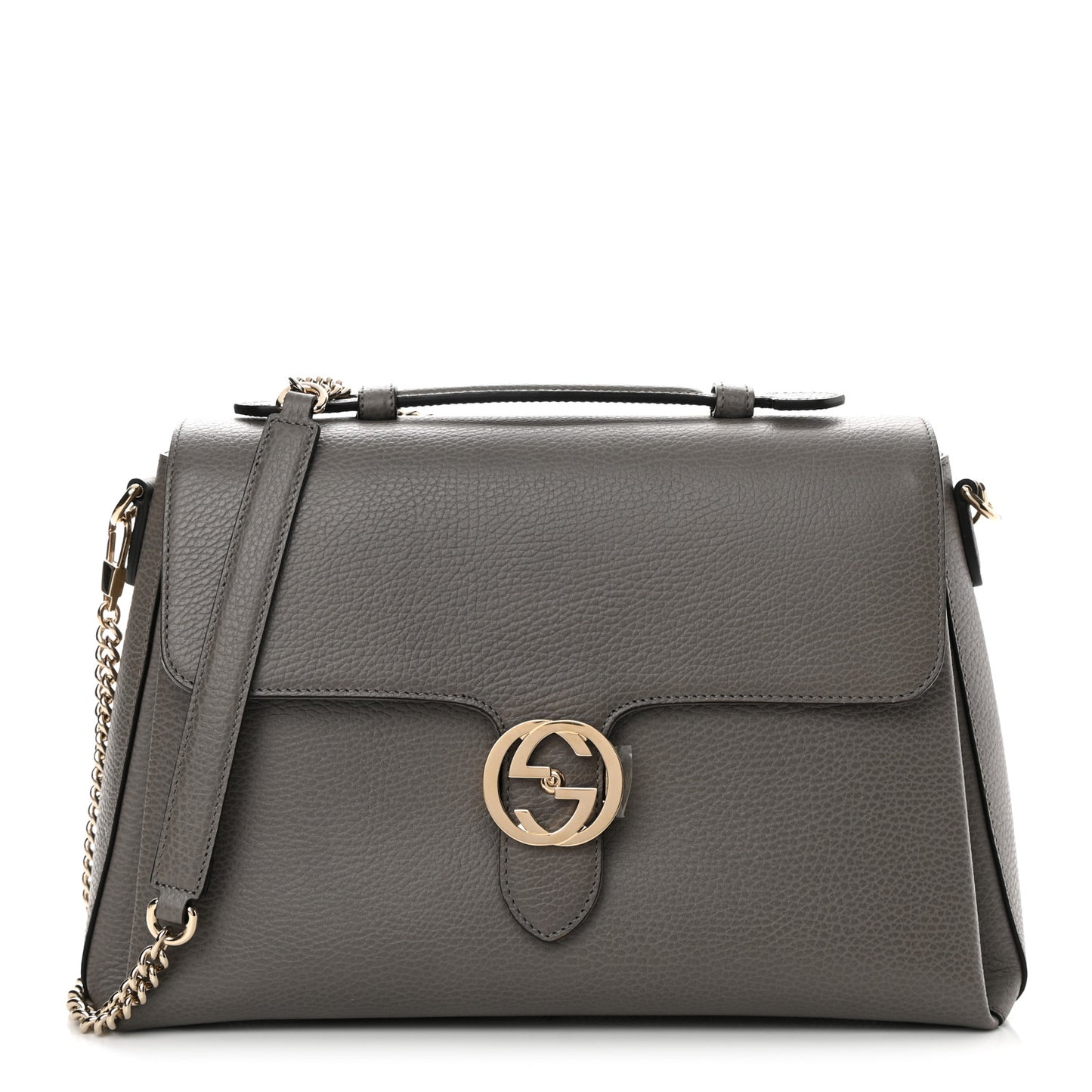 Dollar Calfskin Medium Interlocking G Top Handle Shoulder Bag Loess