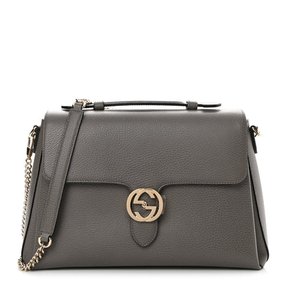 Gucci Dollar Calfskin Medium Interlocking G Top Handle Shoulder Bag Loess 1 of 9