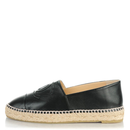 Chanel Lambskin CC Espadrilles 38 Black 1 of 8