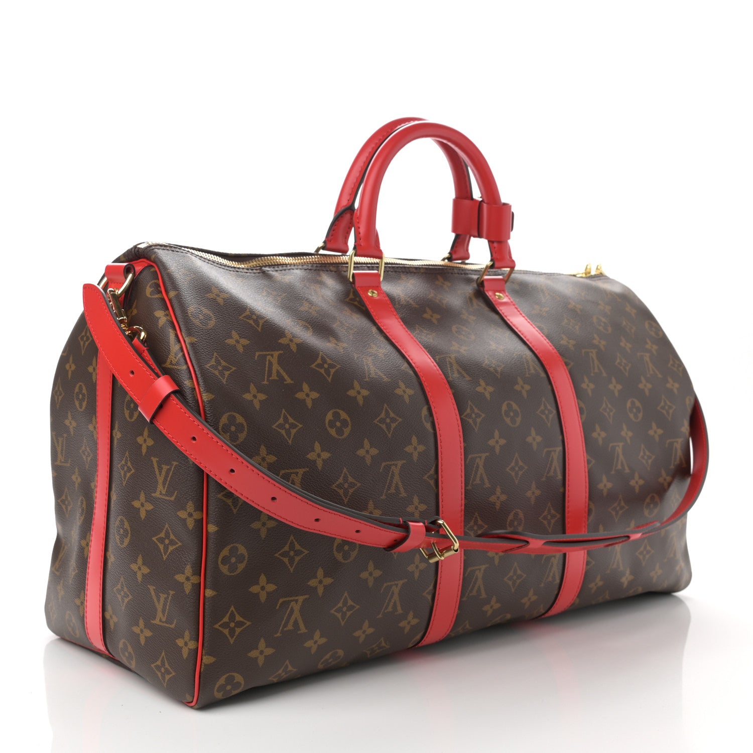 Louis Vuitton Calfskin Monogram Keepall Bandouliere 50 Coquelicot 3 of 9