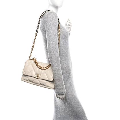 Chanel Lambskin Quilted Large Chanel 19 Flap Beige 2 of 10