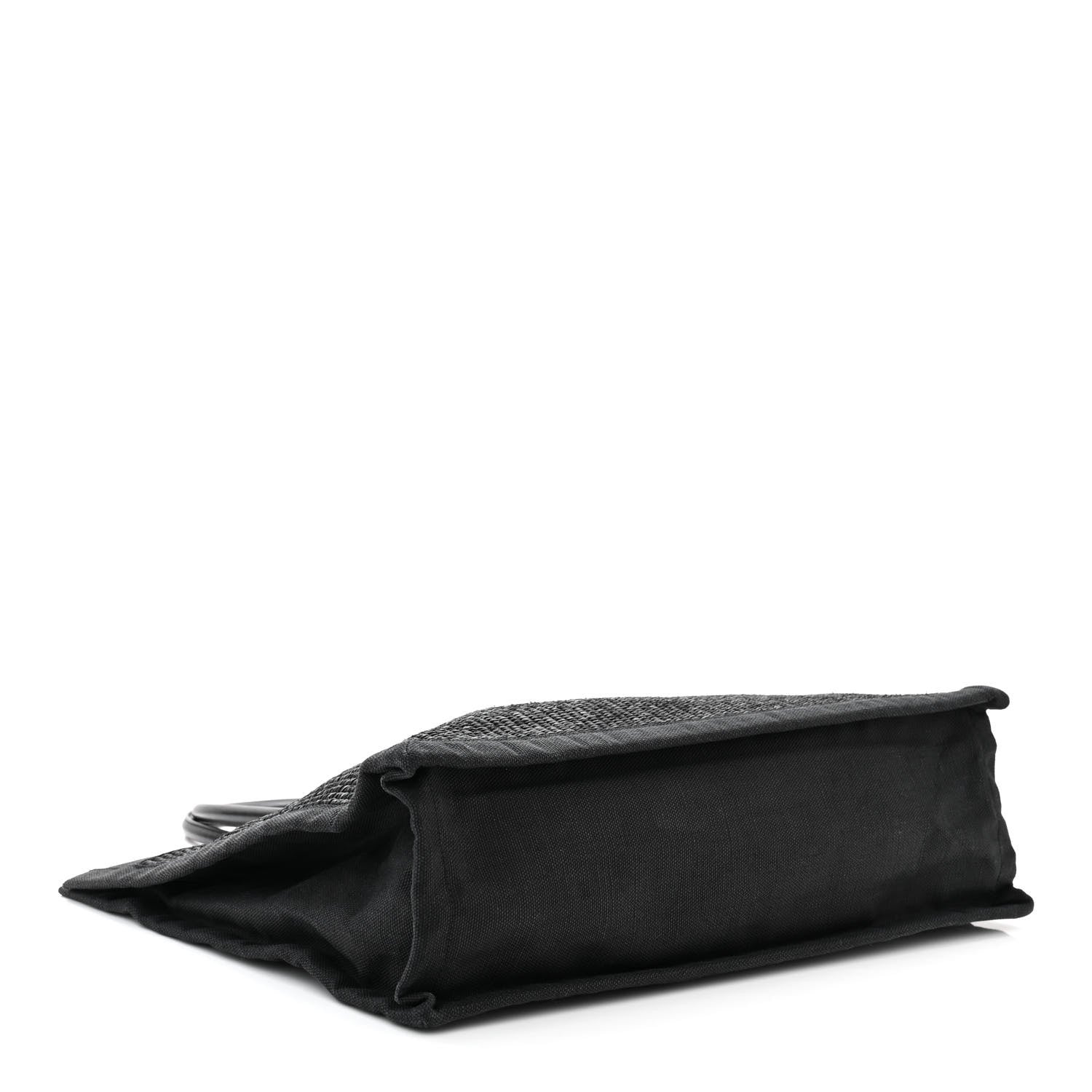Saint Laurent Raffia Linen Calfskin Rive Gauche Tote Black 4 of 12