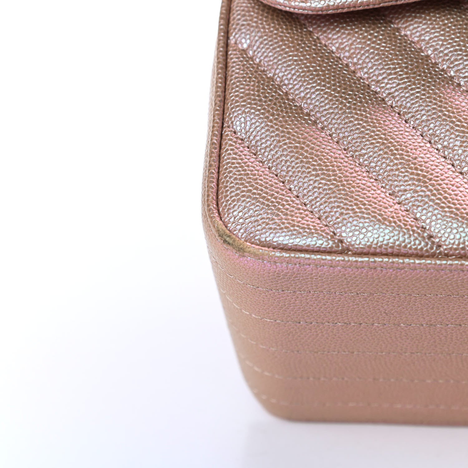 Chanel Metallic Caviar Chevron Quilted Jumbo Double Flap Light Gold 11 of 11