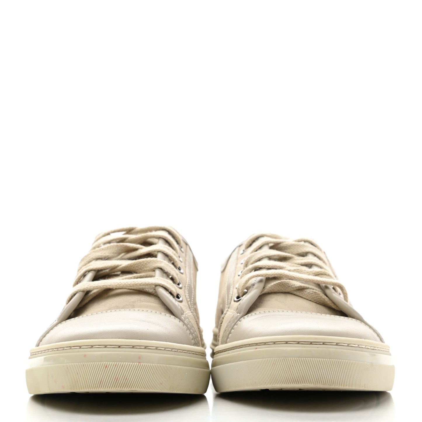 Washed Cotton GG Monogram Calfskin Womens Low Top Sneakers 37 White Mystic White Great White