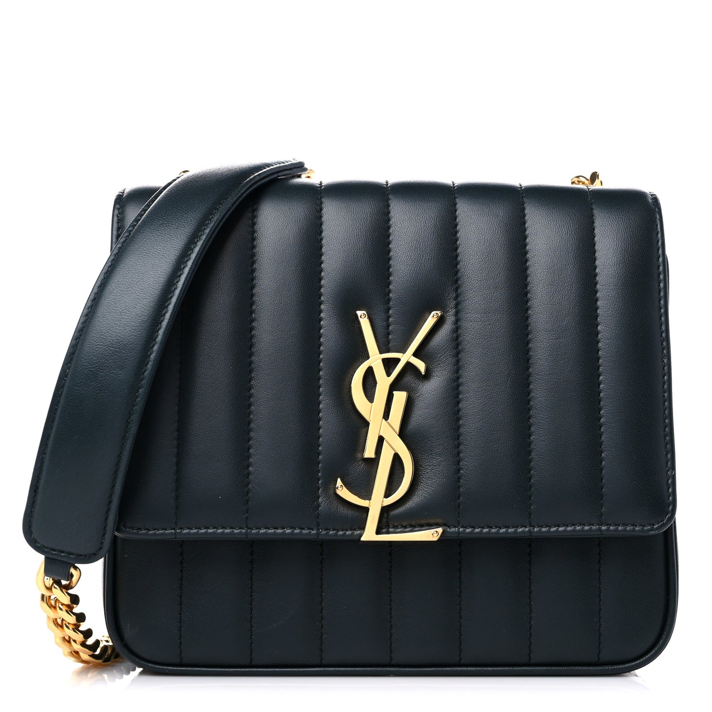 Lambskin Matelasse Monogram Medium Vicky Chain Bag Algae