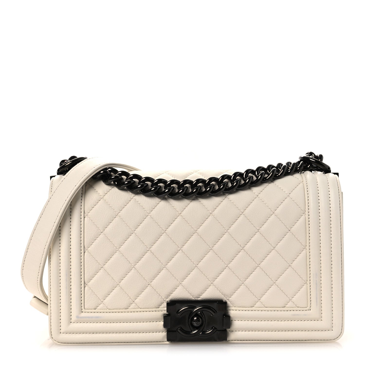 Chanel Calfskin Quilted Medium Boy Flap White 1 of 12