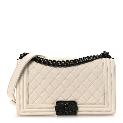 Chanel Calfskin Quilted Medium Boy Flap White 1 of 12