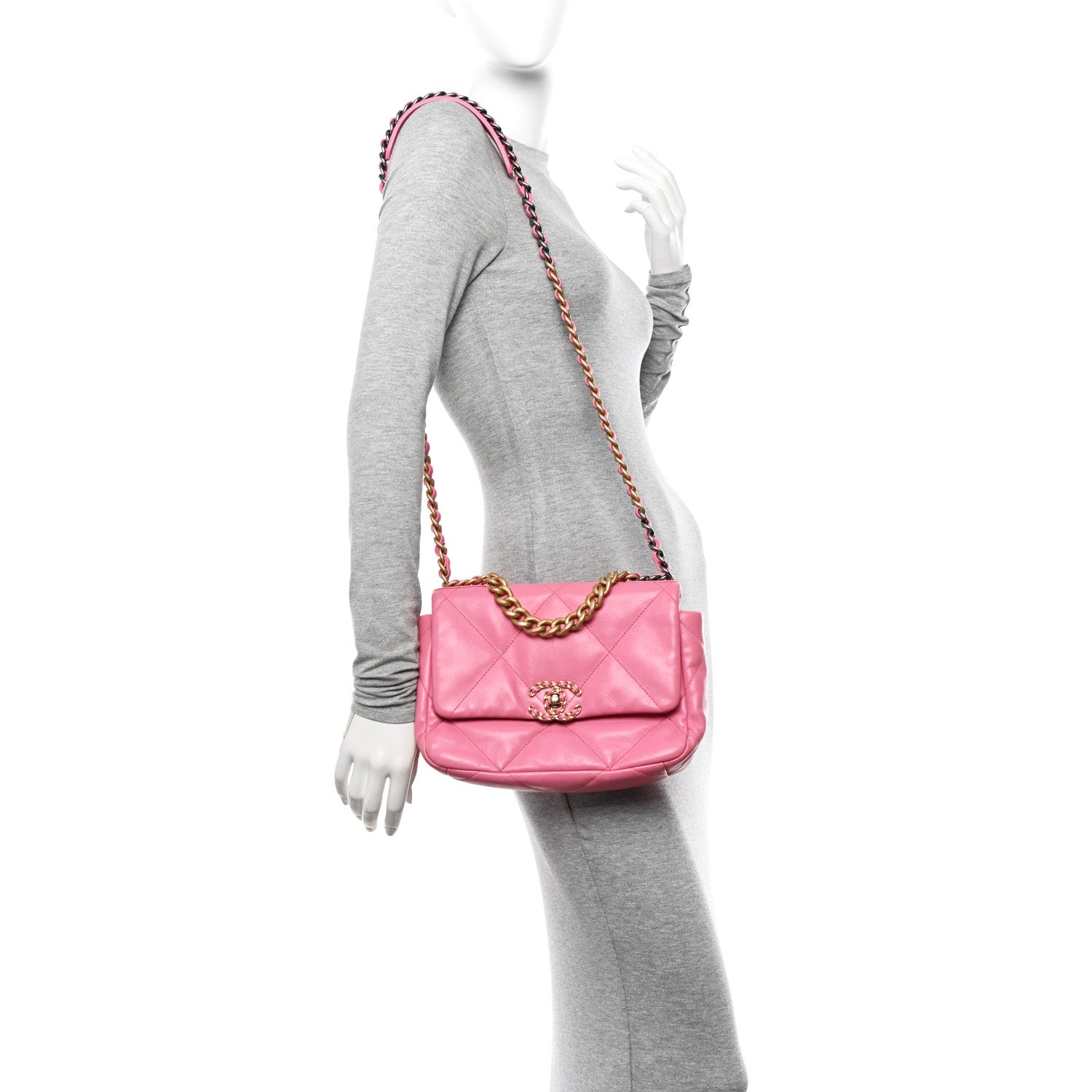 Chanel Lambskin Quilted Medium Chanel 19 Flap Pink 3 of 11