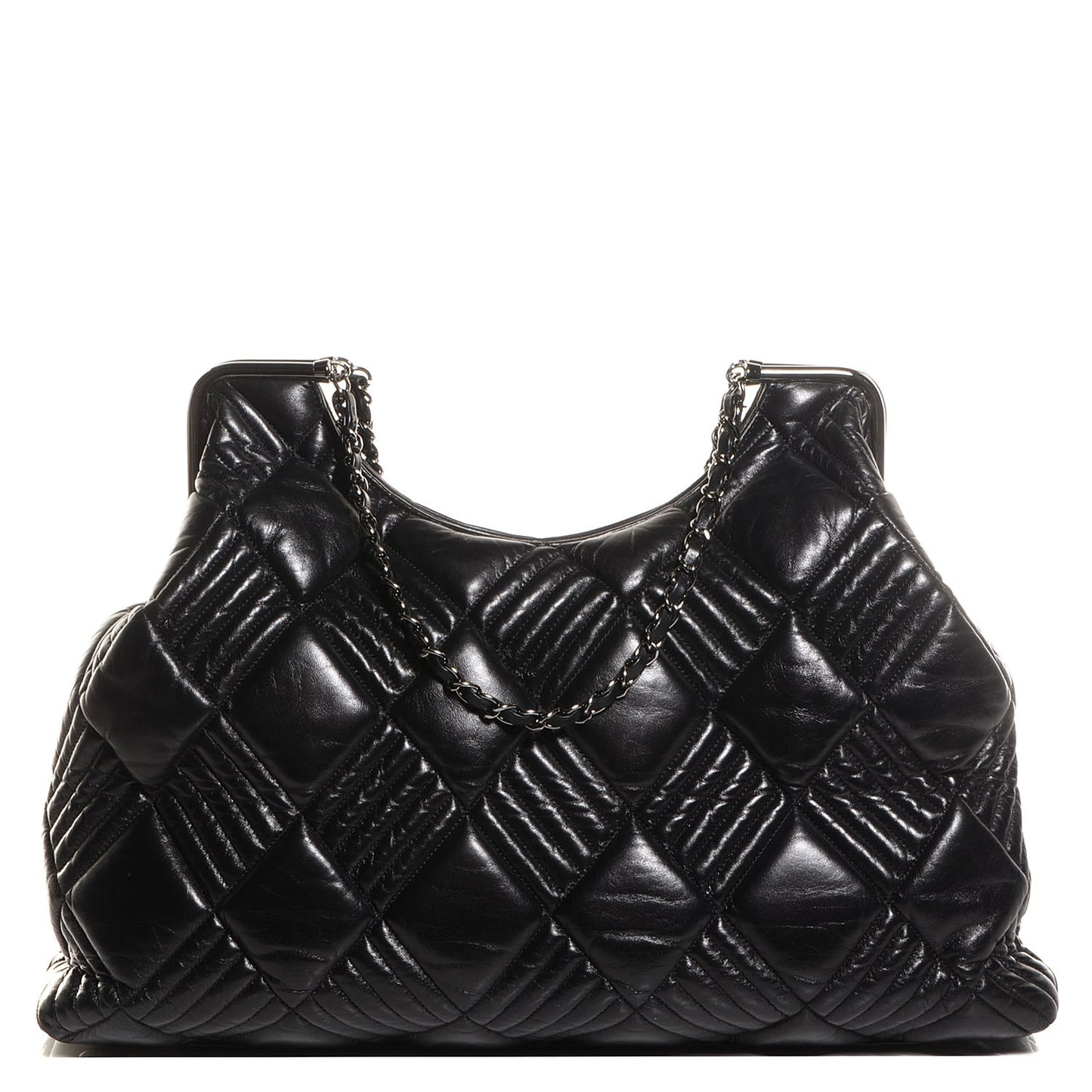 Lambskin Quilted In and Out Large Tote Black