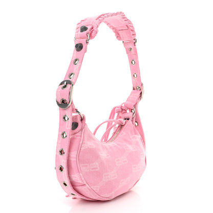 Balenciaga Denim BB Monogram Le Cagole Shoulder Bag XS Pink 4 of 13