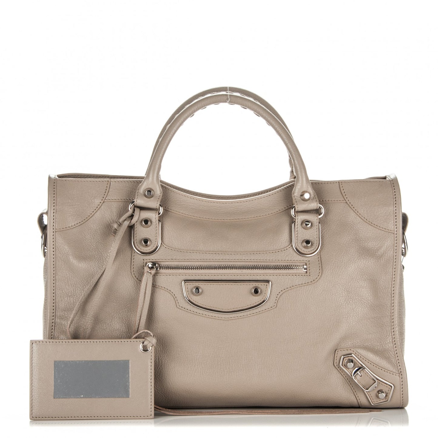 Chevre Silver Metallic Edge Hardware City Beige Dune Argille