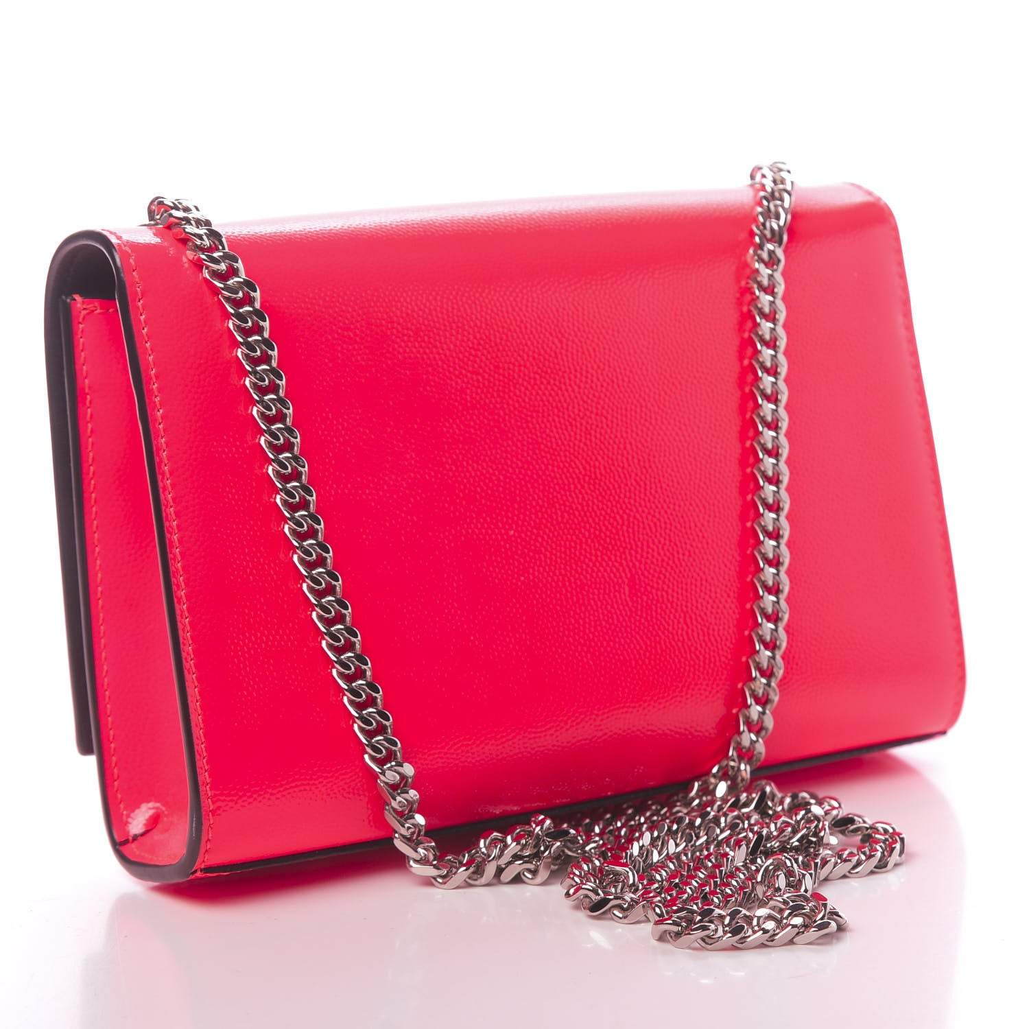 Saint Laurent Patent Grain de Poudre Small Monogram Kate Satchel Neon Pink 3 of 10