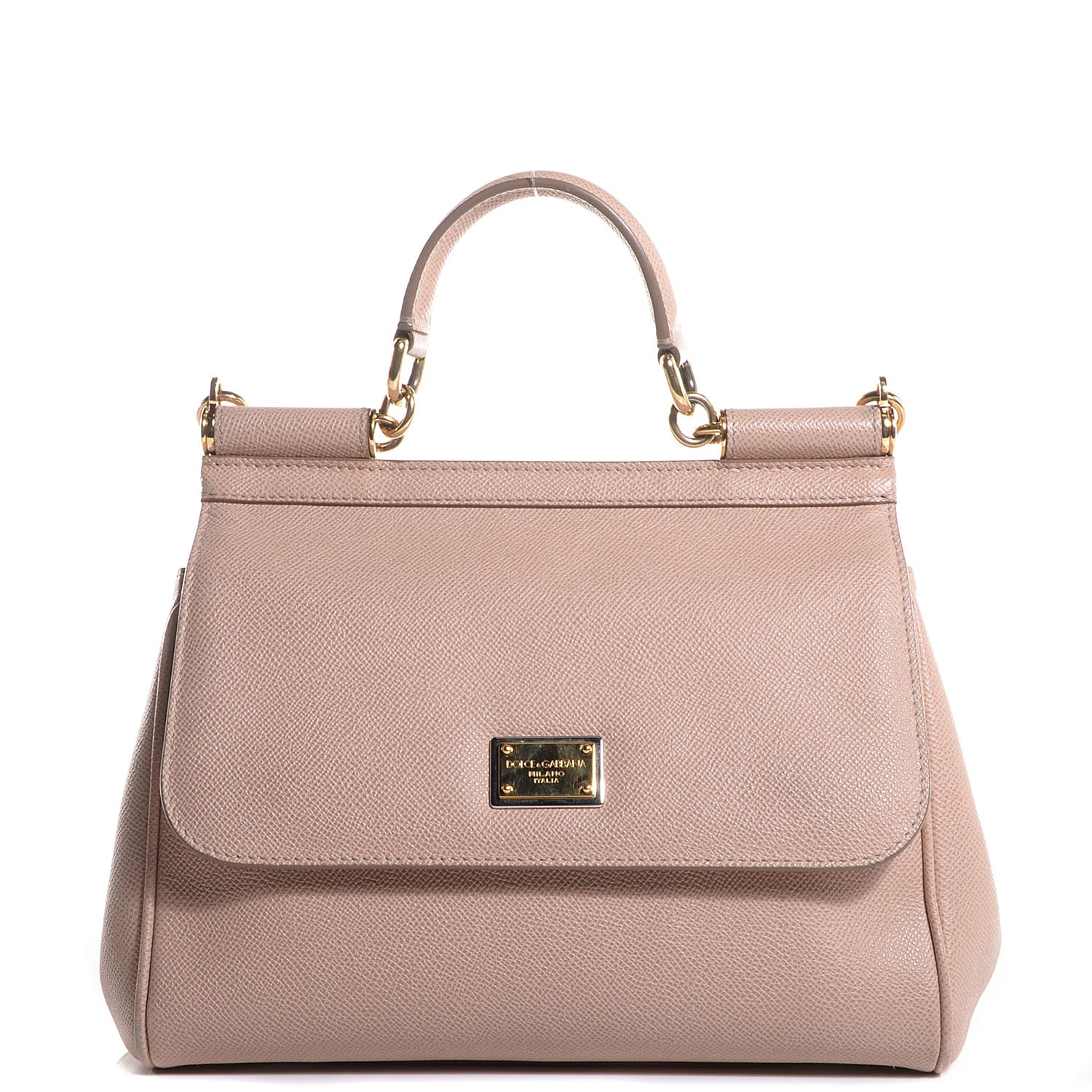 Dolce & Gabbana Dauphine Calfskin Medium Miss Sicily Satchel Beige Rose 1 of 8