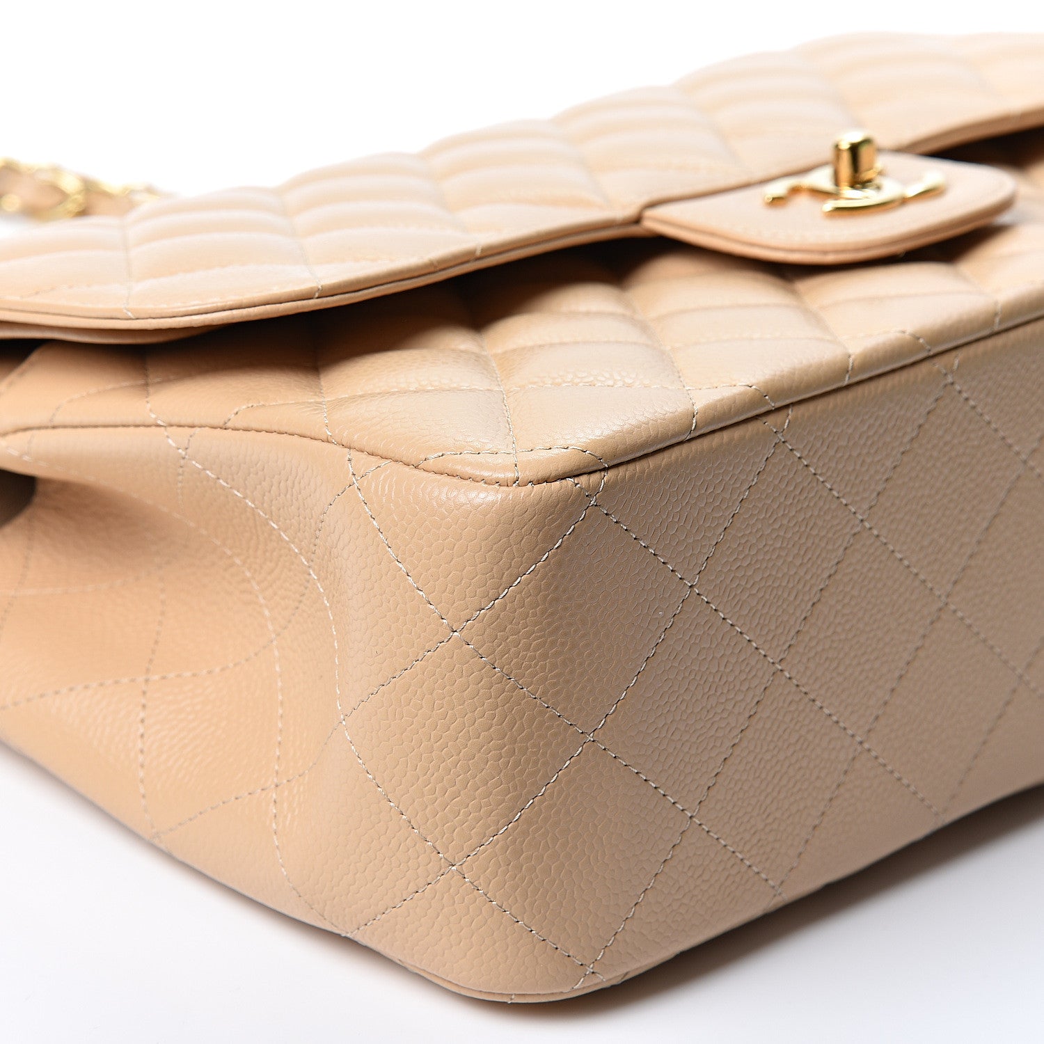 Chanel Caviar Quilted Jumbo Double Flap Beige 10 of 12
