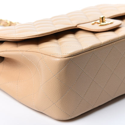 Chanel Caviar Quilted Jumbo Double Flap Beige 10 of 12