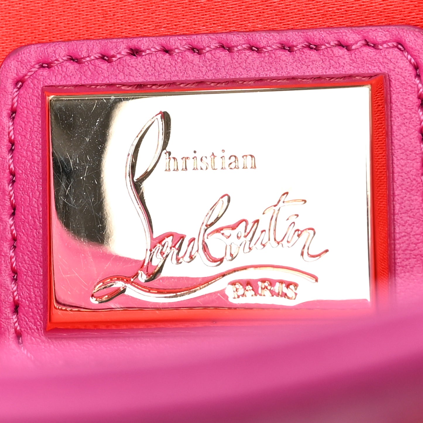 Calfskin Studded Loubiposh Chain Clutch Rose Indien Gold