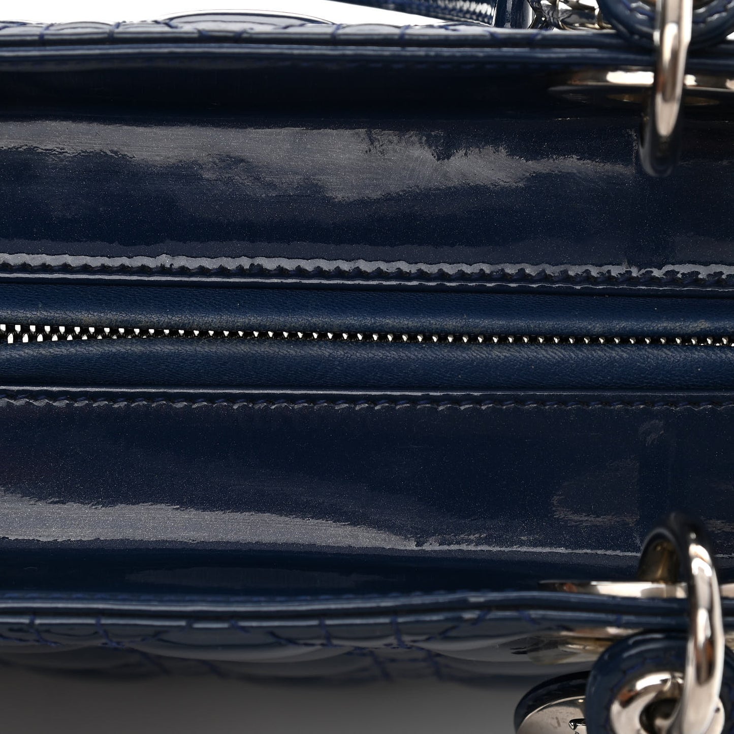 Patent Cannage Medium Lady Dior Blue
