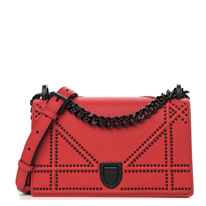 Christian Dior Ultra Matte Calfskin Studded Small Diorama Flap Bag Red Black 1 of 8