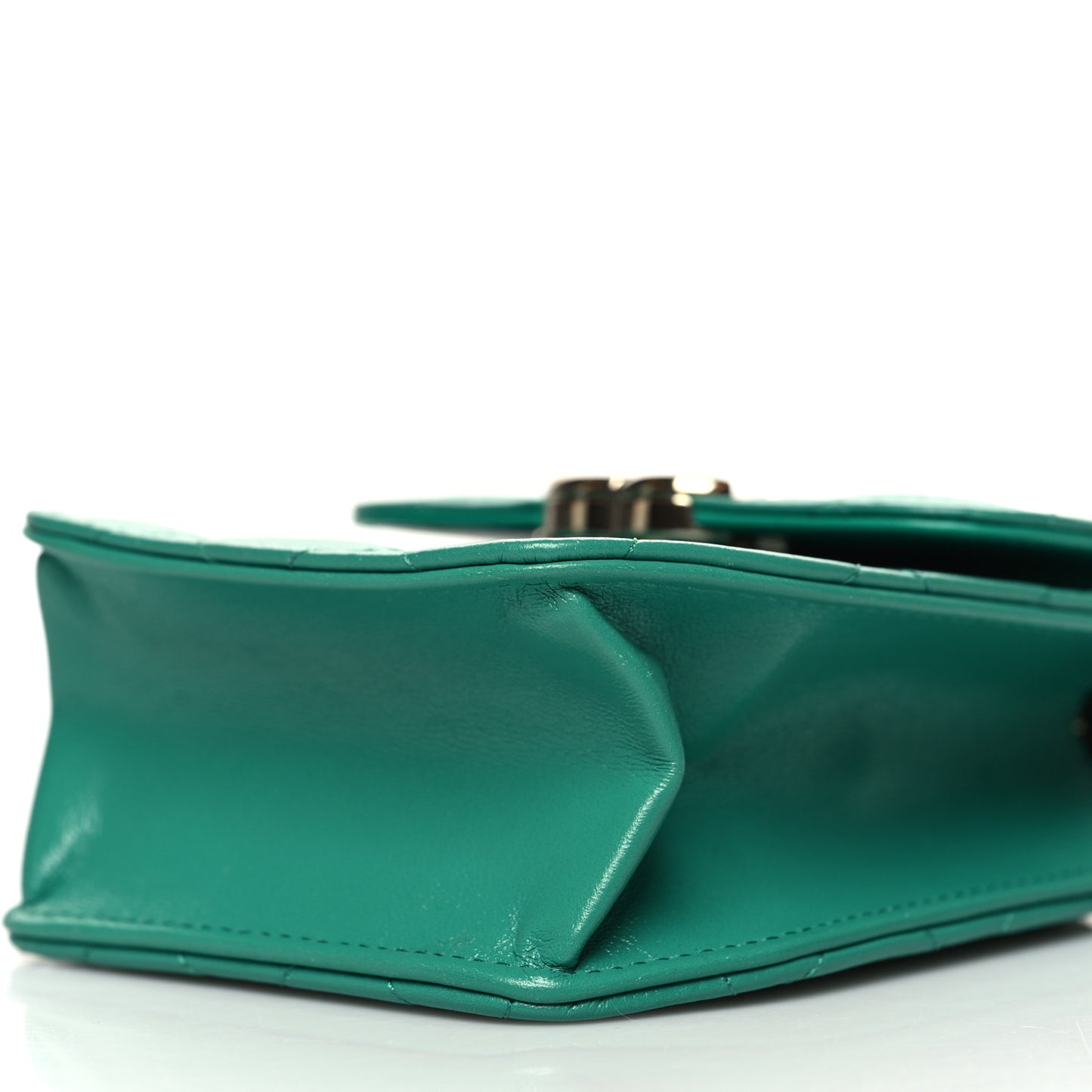 Calfskin Quilted Clutch With Chain Green