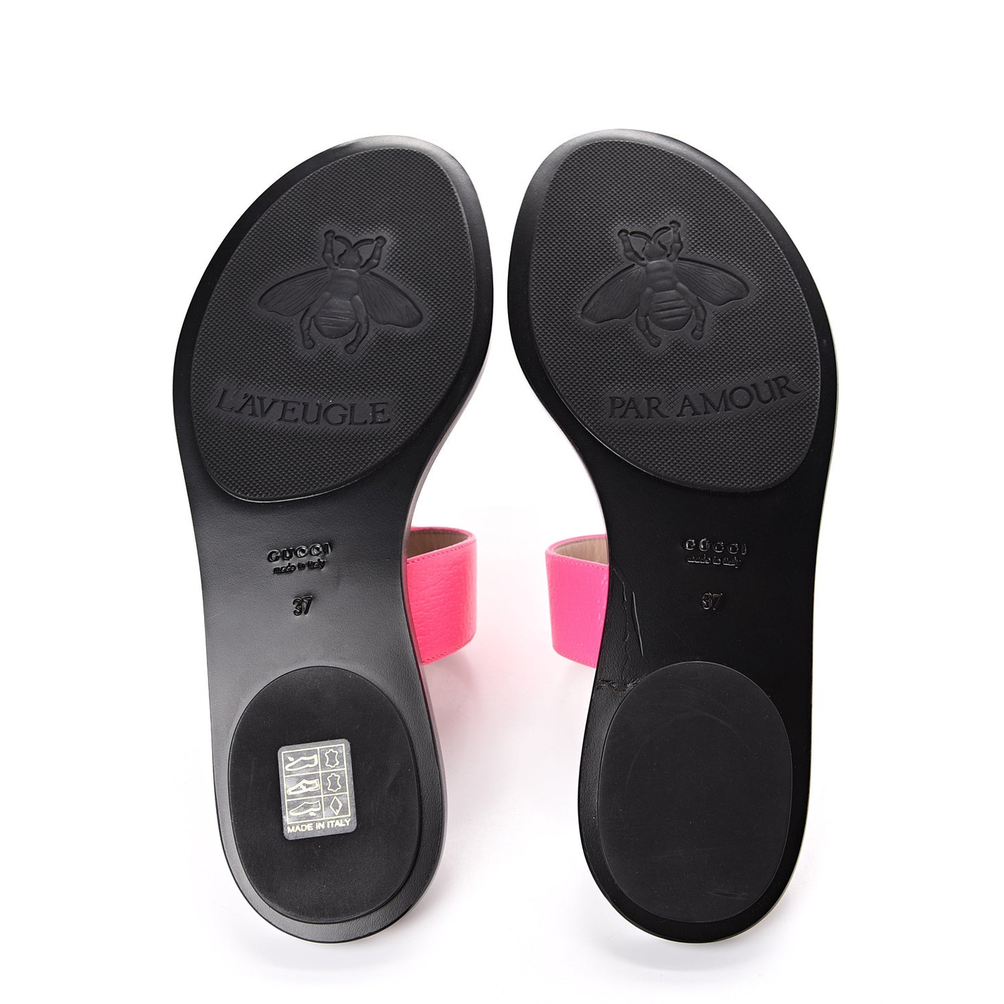 Calfskin GG Marmont Thong Sandals 37 Fuxia Fluo