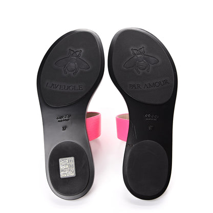 Gucci Calfskin GG Marmont Thong Sandals 37 Fuxia Fluo 5 of 11