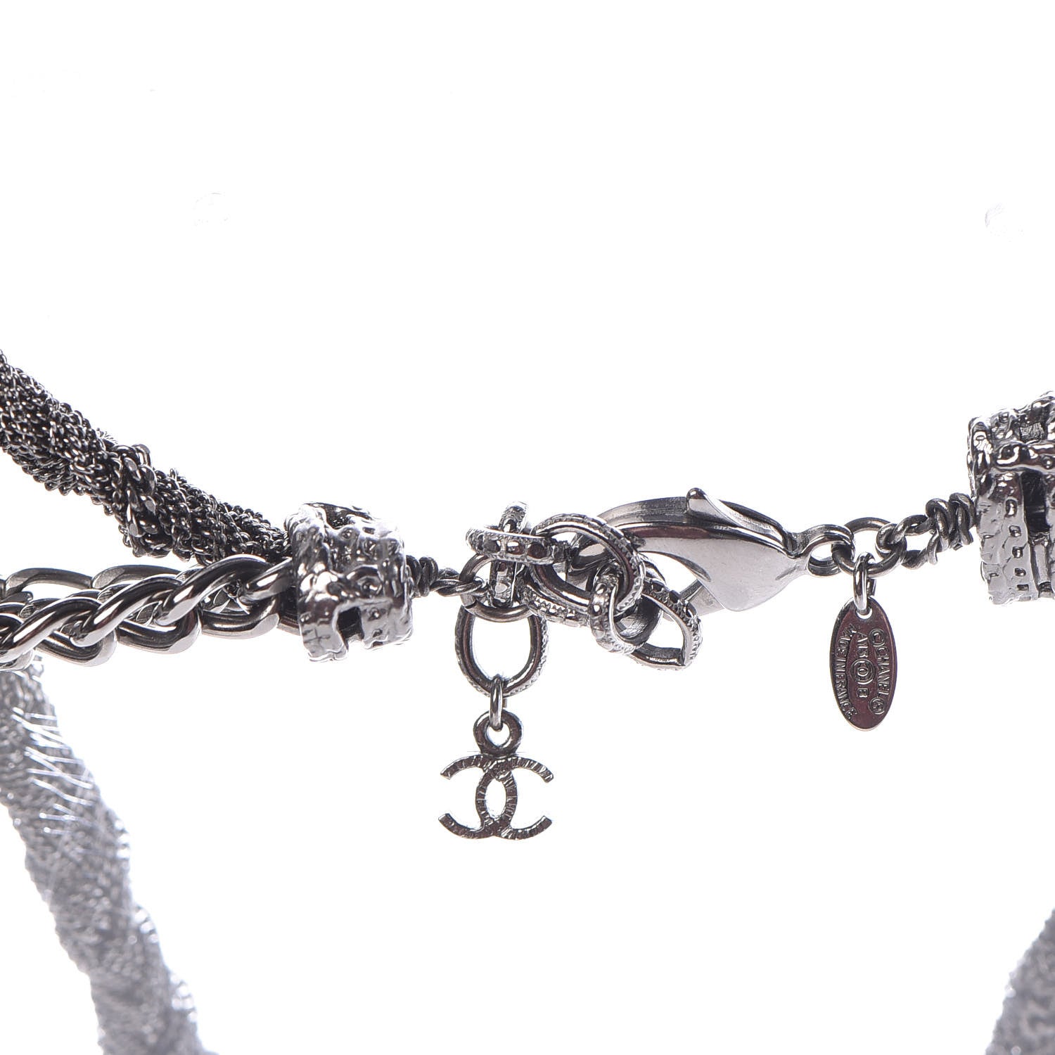 Chanel Ruthenium Multi Strand Chain CC Short Necklace 4 of 7