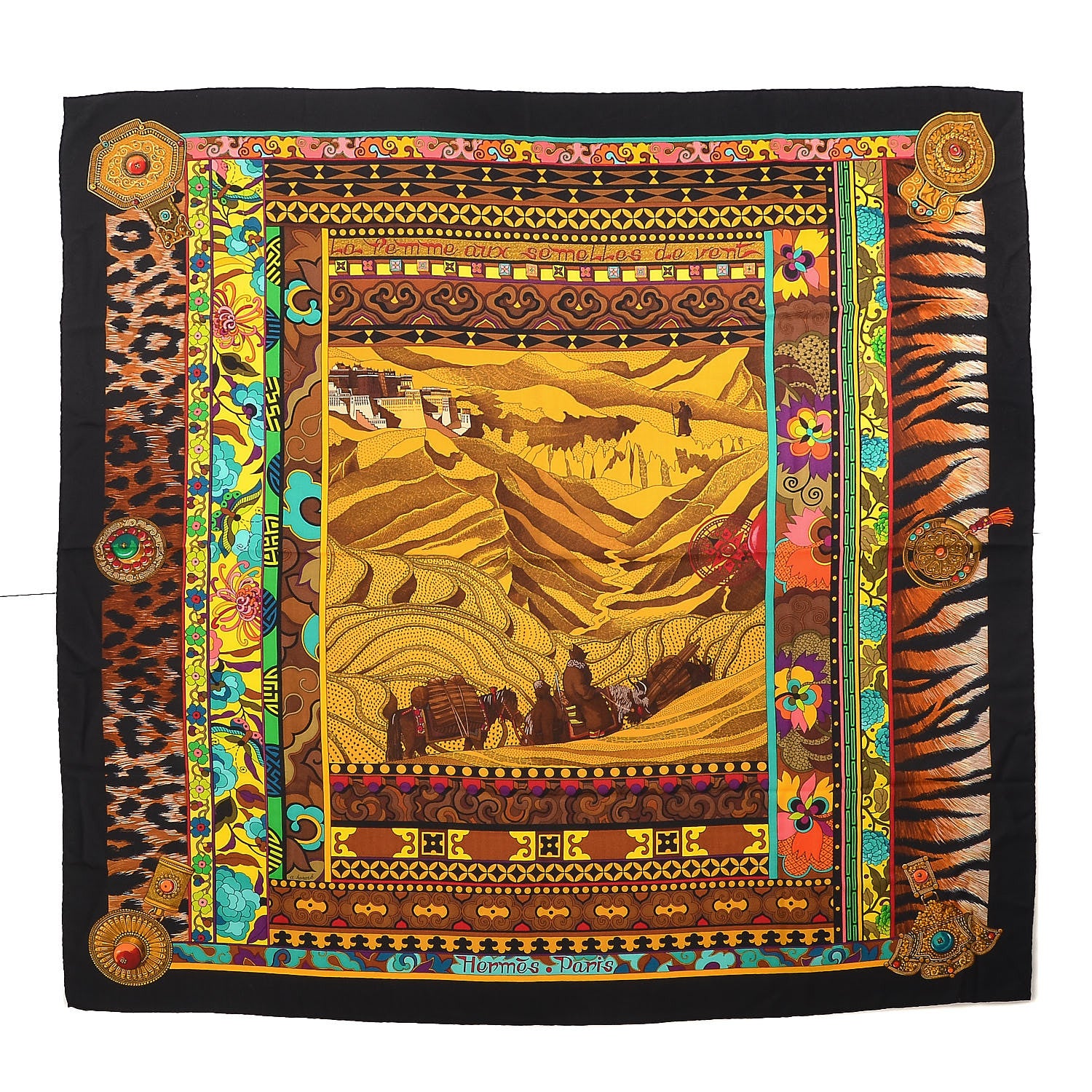 Hermes Cashmere Silk La Femme Aux Semelles de Vent Shawl 140 1 of 7