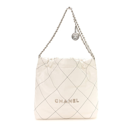 Chanel Shiny Calfskin Quilted Small Chanel 22 White Black 1 of 11