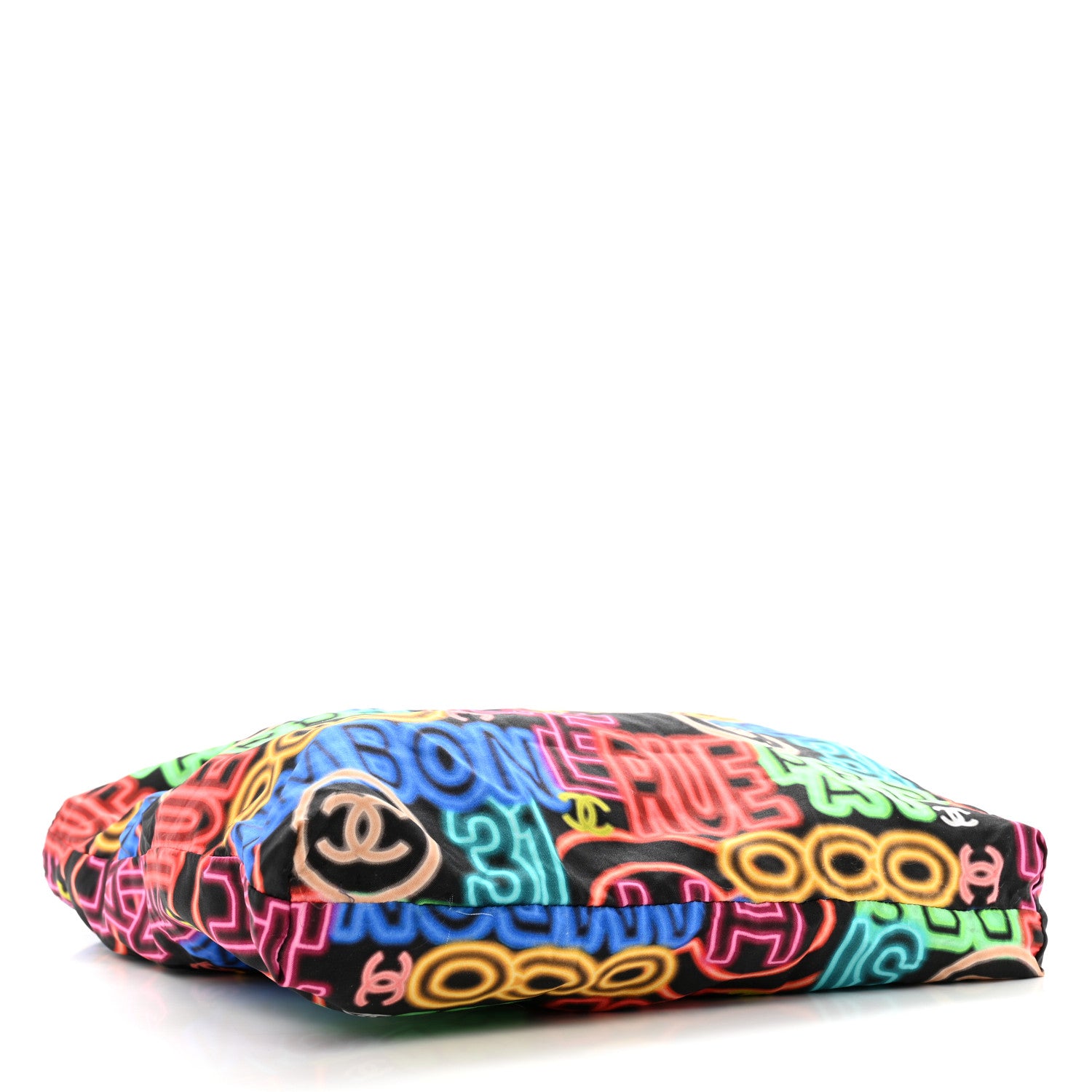 Chanel Caviar Fabric Graffiti Foldable Tote Bag With Chain Black Multicolor 6 of 20