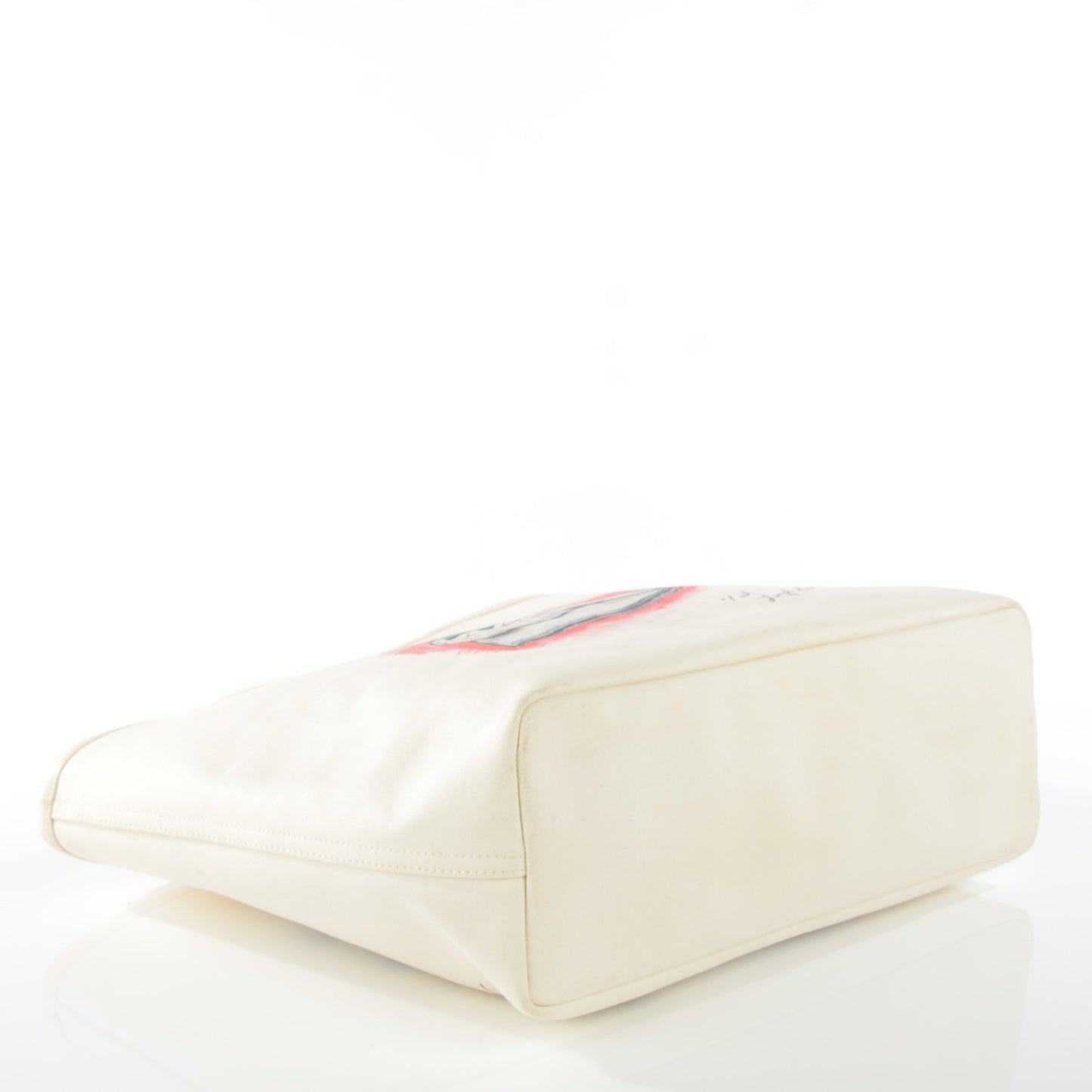 Canvas Calfskin Mobile Art Tote White