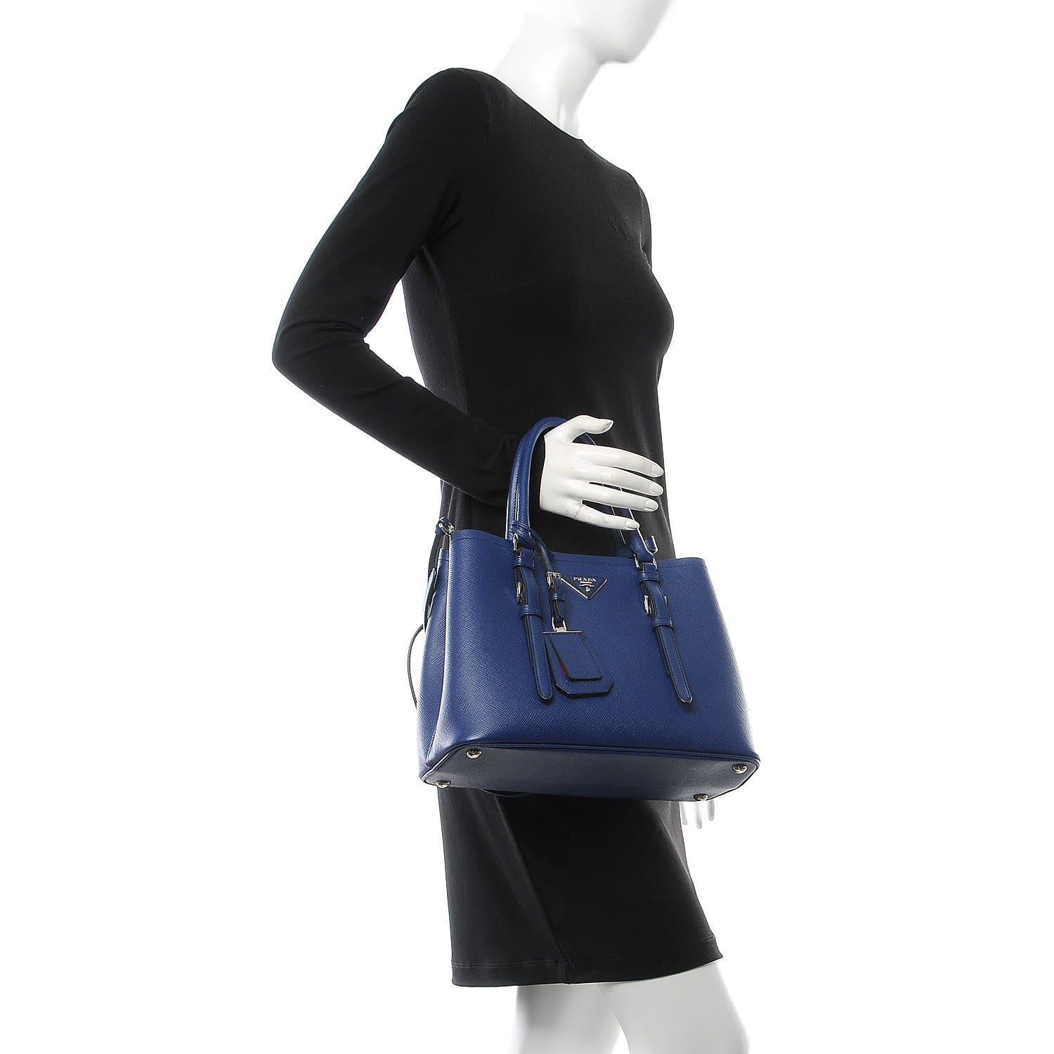 Prada Saffiano Cuir Small Double Handle Tote Inchiostro 2 of 11