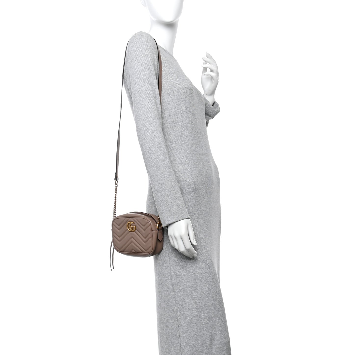 Calfskin Matelasse Mini GG Marmont Chain Shoulder Bag Porcelain Rose