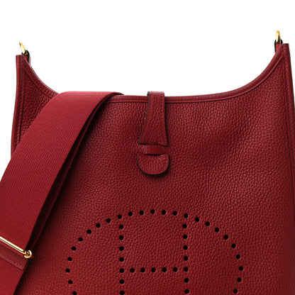 Hermes Taurillon Clemence Evelyne III PM Rouge Grenat 7 of 9