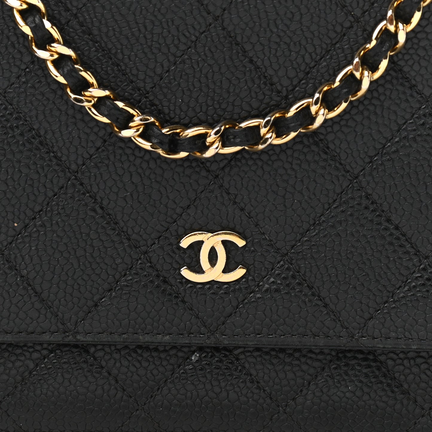 Caviar Quilted Wallet On Chain WOC Black