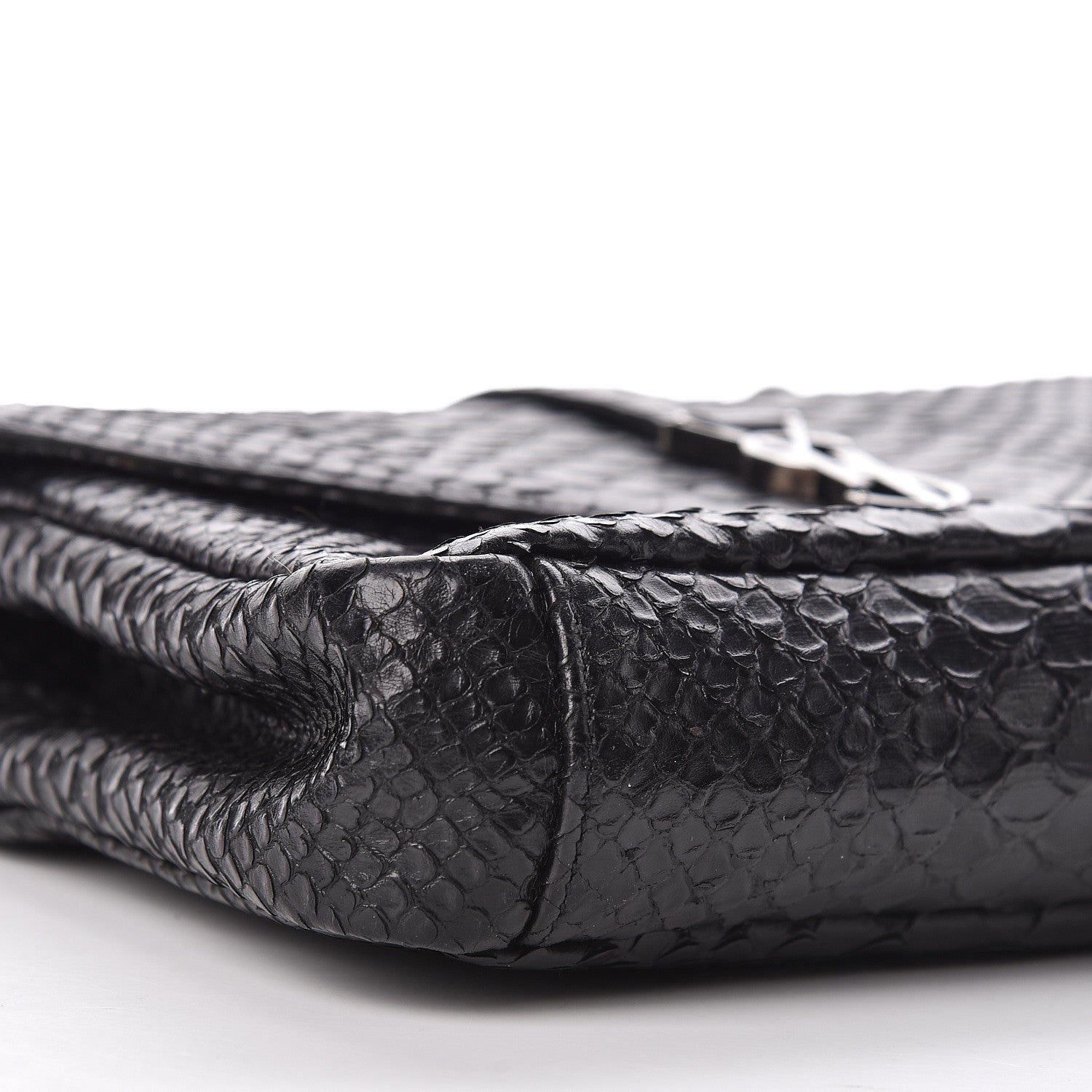 Saint Laurent Calfskin Python Embossed Monogram Medium College Bag Black 8 of 9