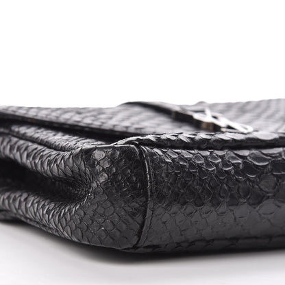 Saint Laurent Calfskin Python Embossed Monogram Medium College Bag Black 8 of 9