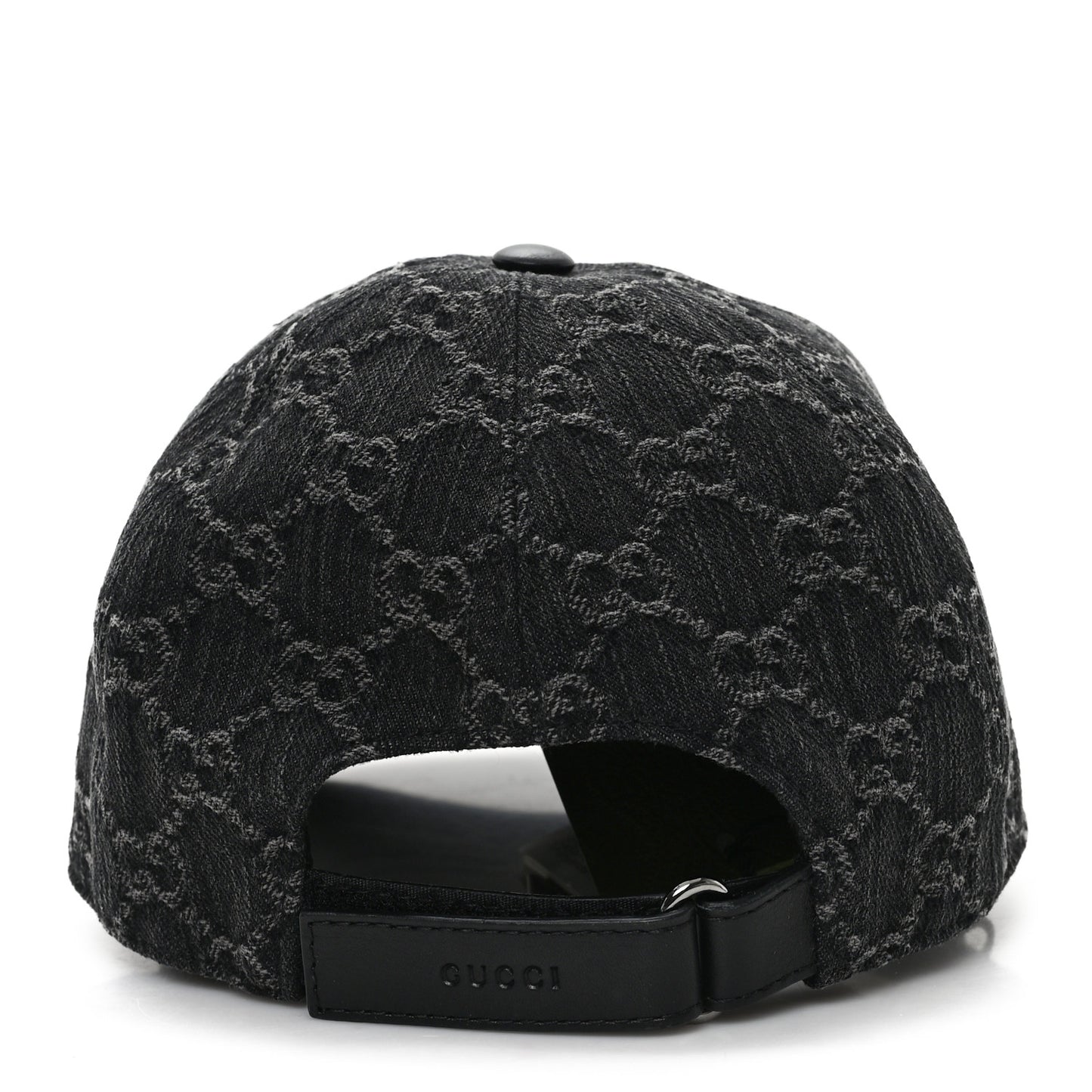 Denim Calfskin GG Monogram Baseball Hat M Black Grey