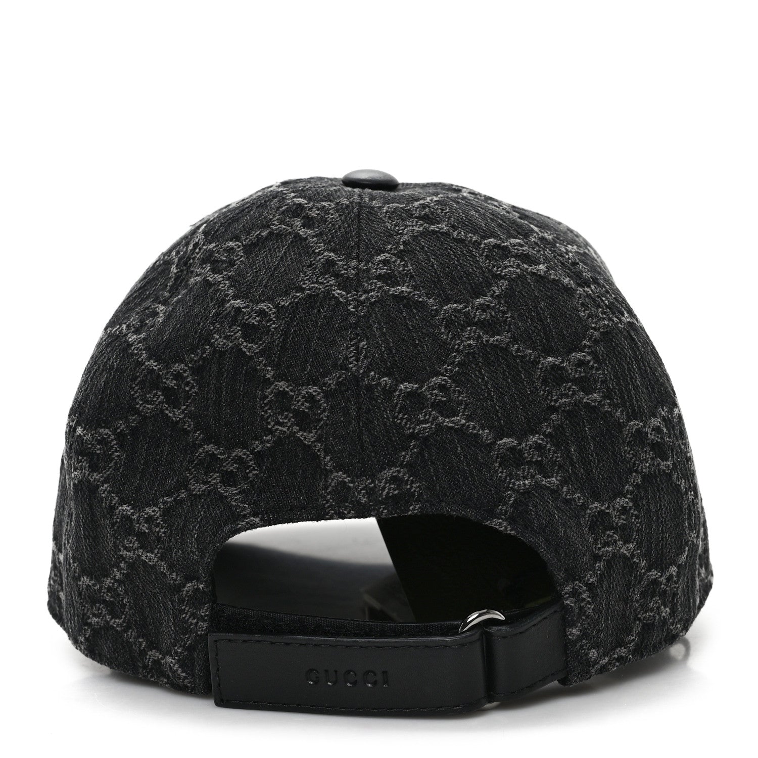 Gucci Denim Calfskin GG Monogram Baseball Hat M Black Grey 5 of 9