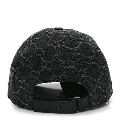 Gucci Denim Calfskin GG Monogram Baseball Hat M Black Grey 5 of 9