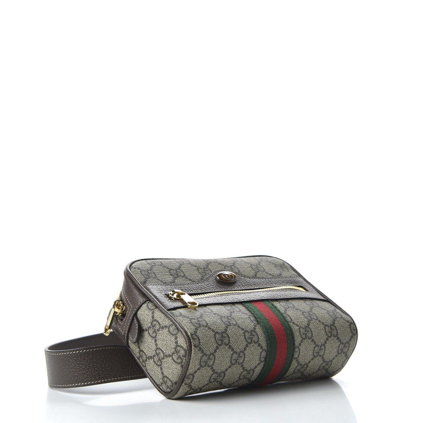 GG Supreme Monogram Web Small Ophidia Belt Bag 75 30 Dark Brown