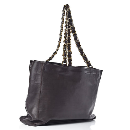 Chanel Lambskin CC Tote Dark Brown 3 of 15