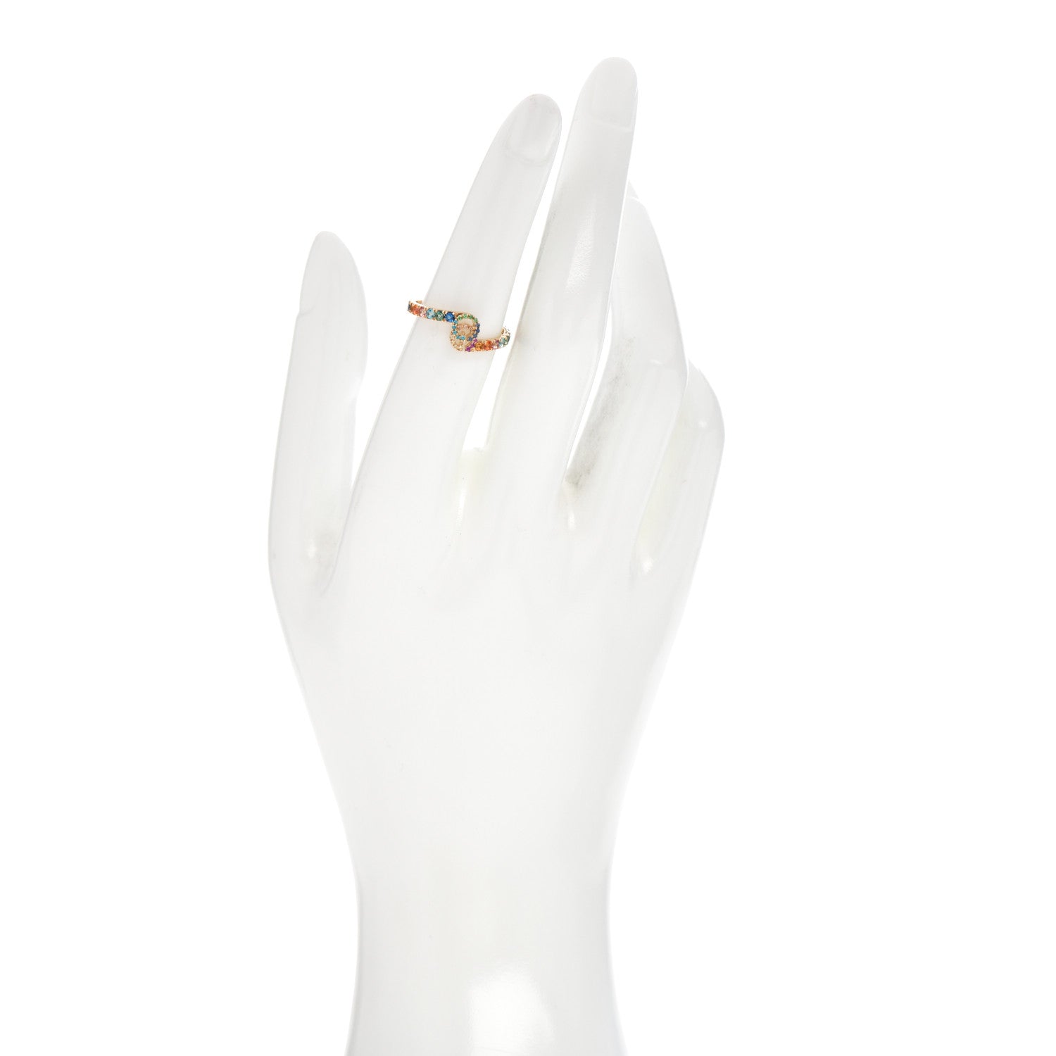 Gucci 18K Yellow Gold Mixed Gemstone Running GG Ring 52 6 2 of 6