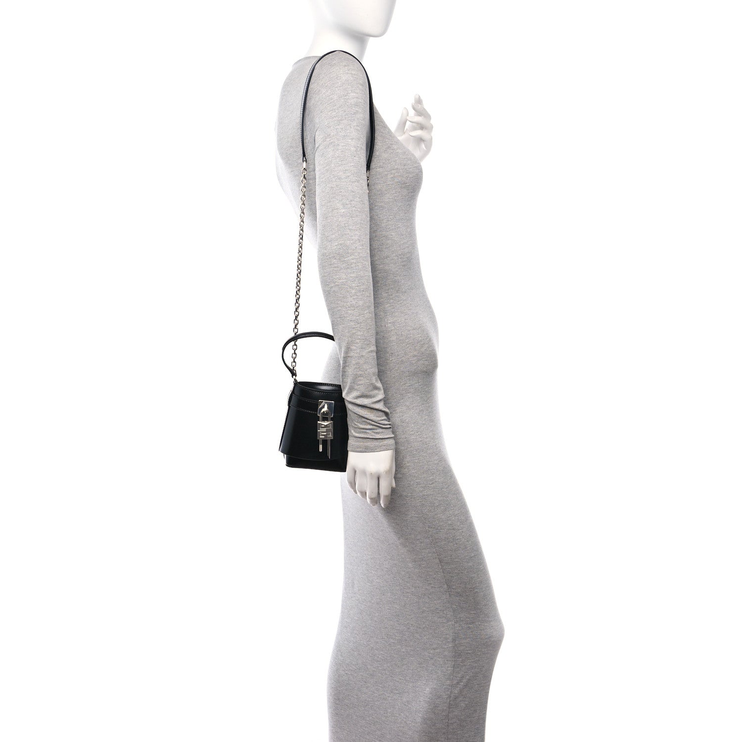Givenchy Box Calfskin Micro Shark Lock Bucket Bag Black 2 of 9