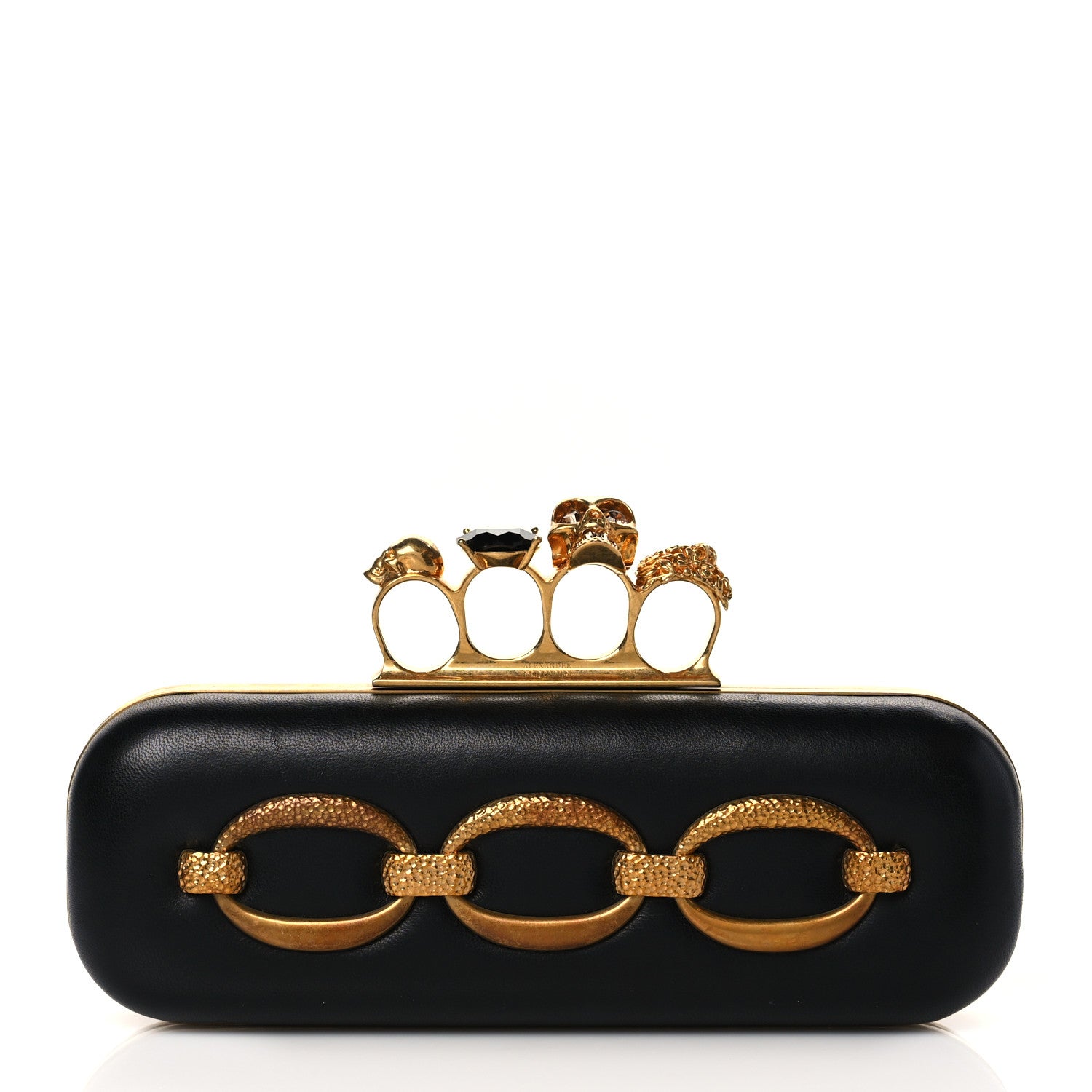 Alexander McQueen Nappa Chain Knuckle Box Clutch Black 1 of 10