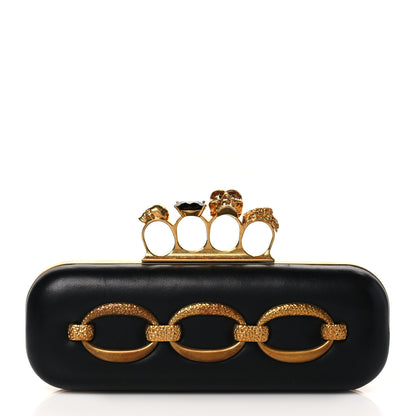 Alexander McQueen Nappa Chain Knuckle Box Clutch Black 1 of 10