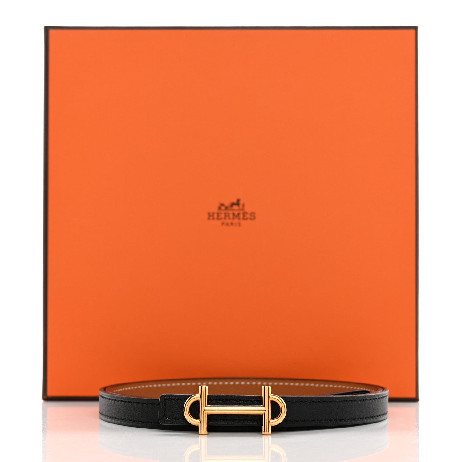 Hermes Swift Epsom 13mm Gamma Belt 80 32 Black Gold 6 of 6