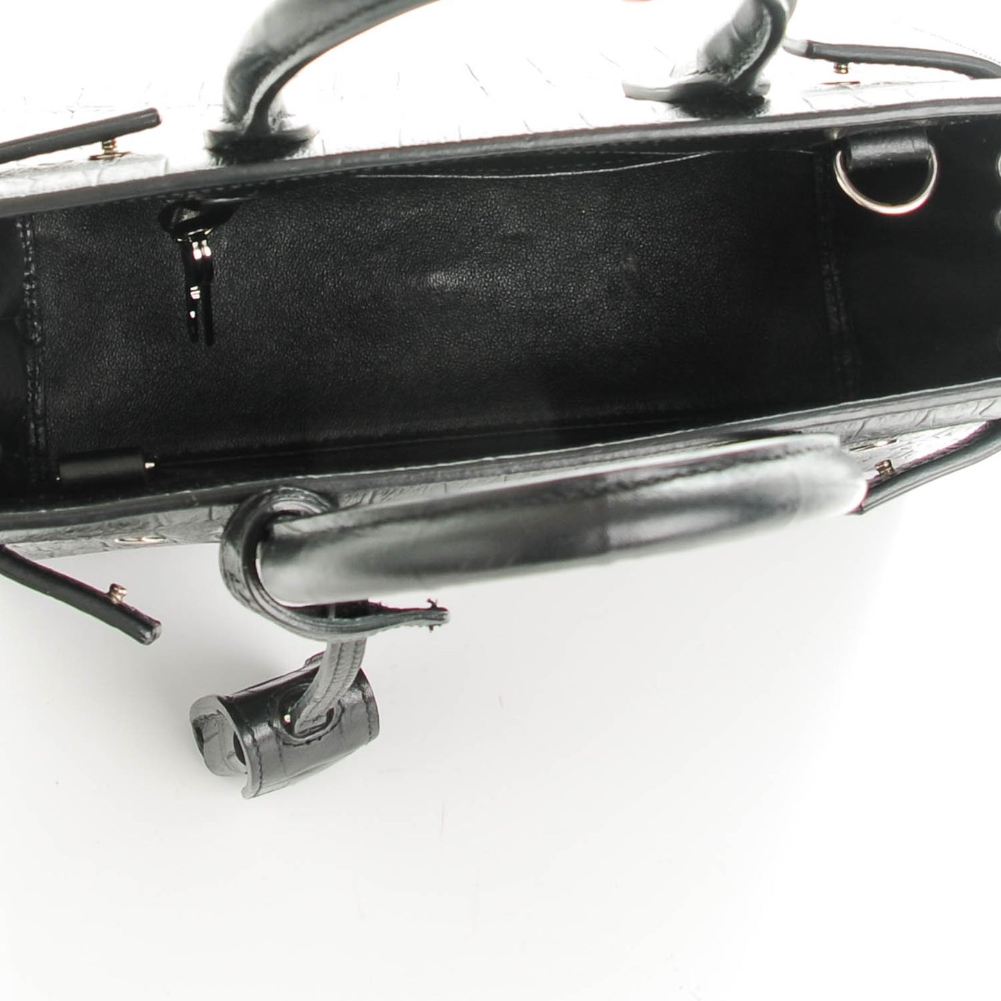 Calfskin Crocodile Embossed Nano Sac De Jour Black
