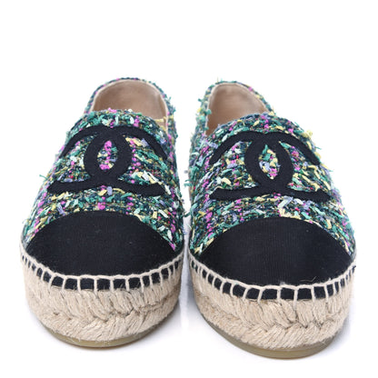 Chanel Tweed CC Espadrilles 36 Turquoise Multicolor 2 of 8